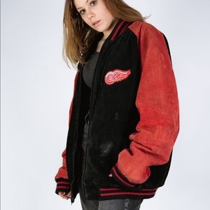 DETROIT RED WINGS SUEDE LEATHER BOMBER JACKET